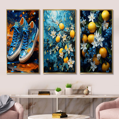 Starfruit Starry Night - Ensemble d'art mural sur toile 4 fruits