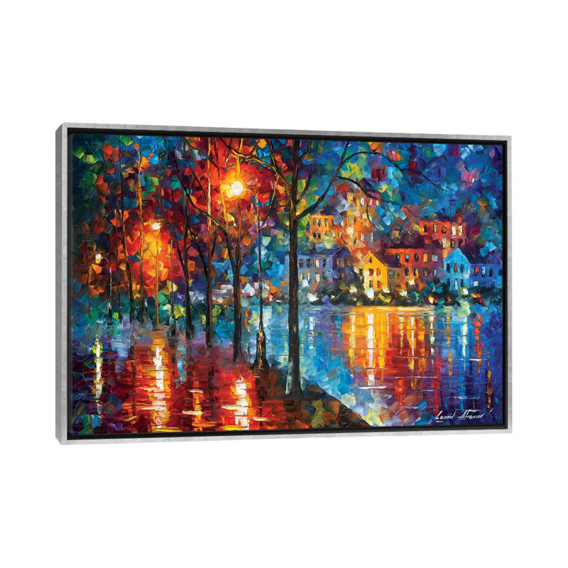 «Cold Emotion» par Leonid Afremov, reproduction d'art sur toile tendue, H 40 po x l 60 po x 1,5 po, Toile avec cadre argenté