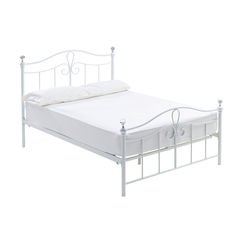 Metal Bed, Double (4'6), White Matt