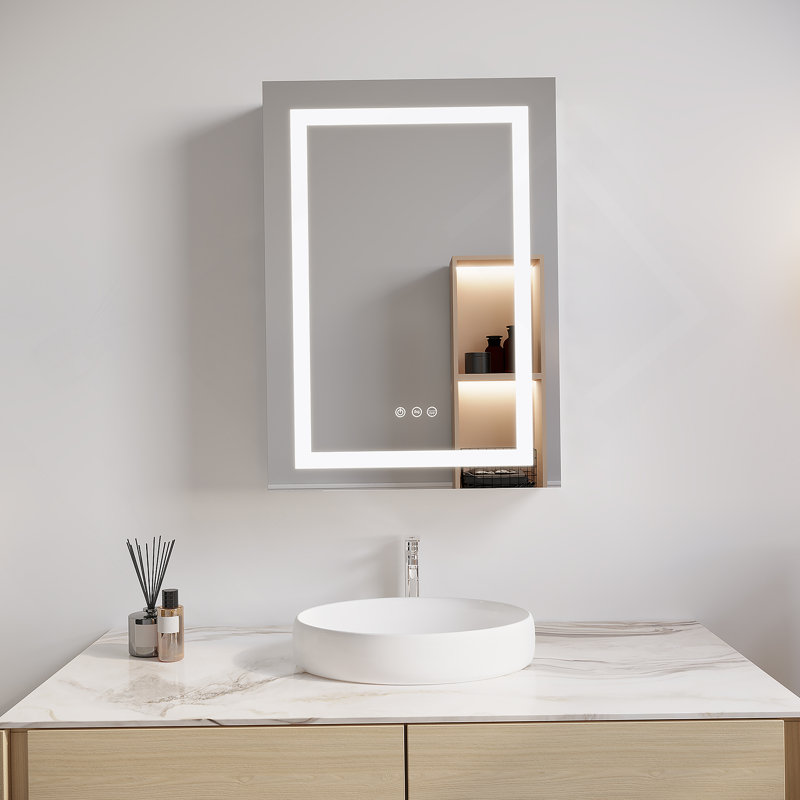 Pharmacie de salle de bain avec miroir à DEL, antibuée, imperméable, 3000K ~ 6000K
