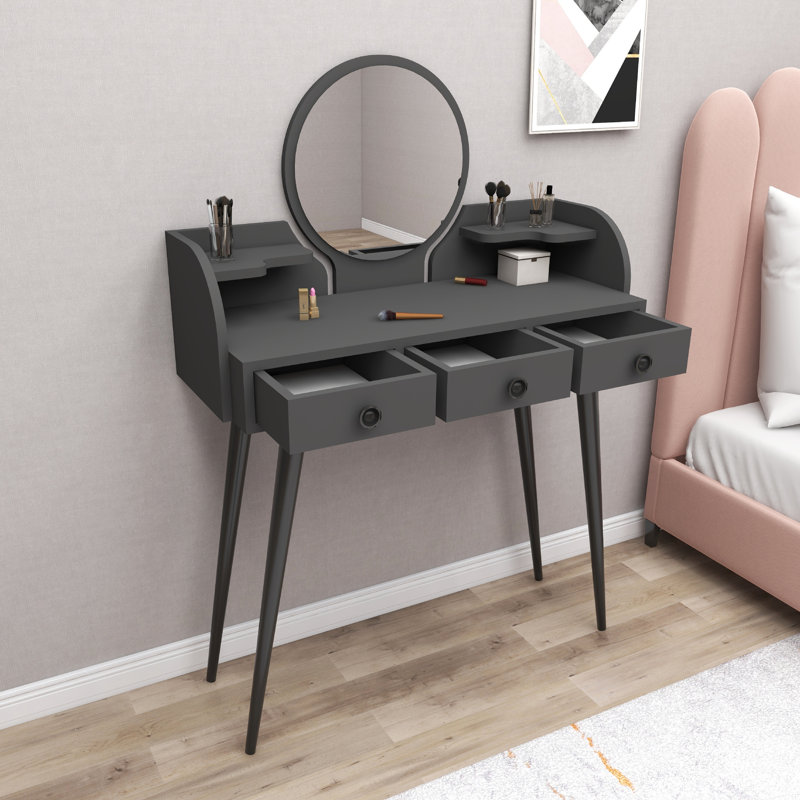 Dressing Table with Mirror Britley, Anthracite