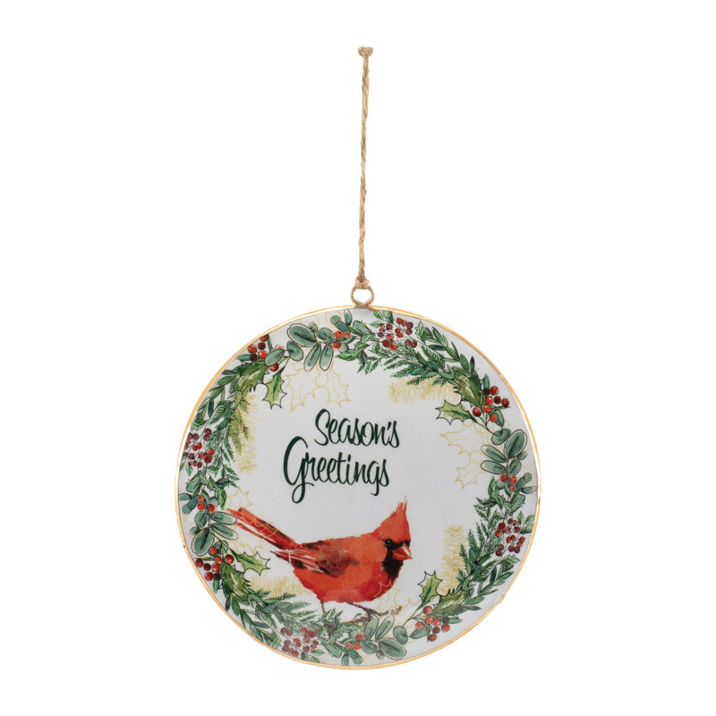 Ornement en forme de disque cardinal Seasons Greetings (ensemble de 6)