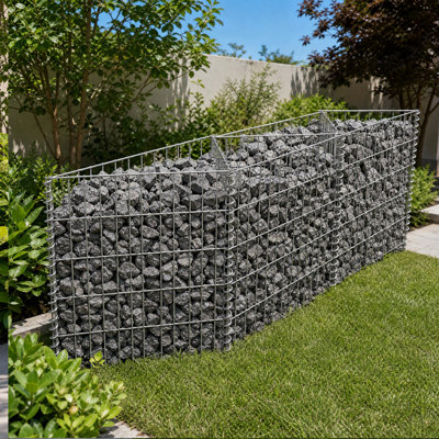Gabion en acier galvanisé à 3 compartiments, cage à pierres en fil soudé, mur de soutènement antirouille et résistant aux intempéries pour jardin, bordure paysagère