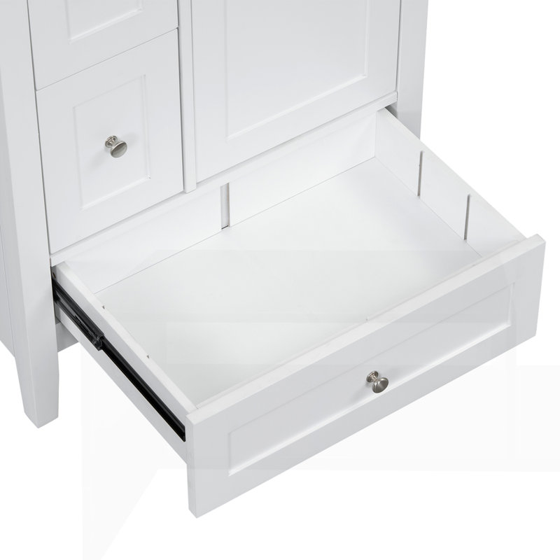 24" Bathroom Vanity with Storage, White