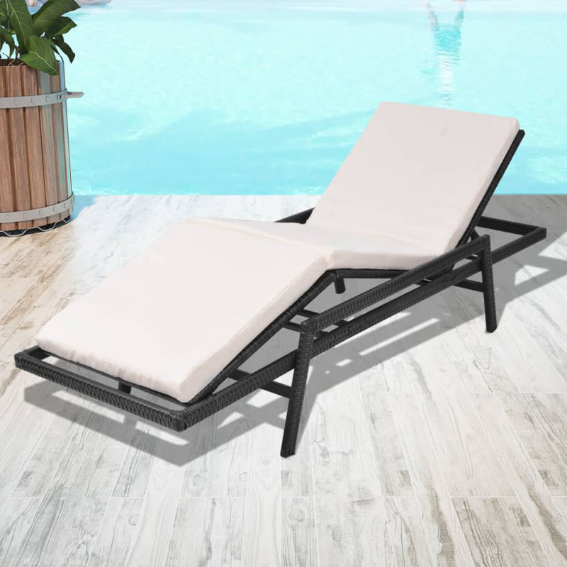 Johnston 29.6" Long Single chaise with Cushions, Cream, Black