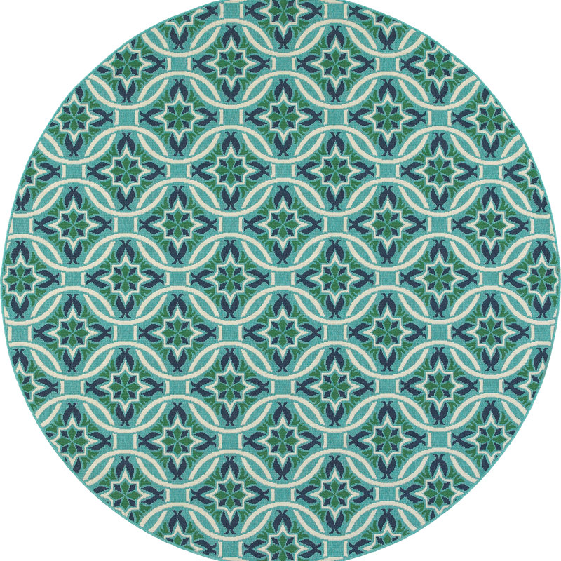 Jaeden Damask Indoor / Outdoor Rug, Round 7'10"
