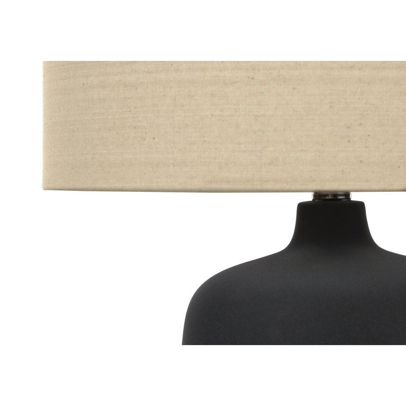 Lighting, 24 po, lampe de table, céramique noire, abat-jour beige, contemporain