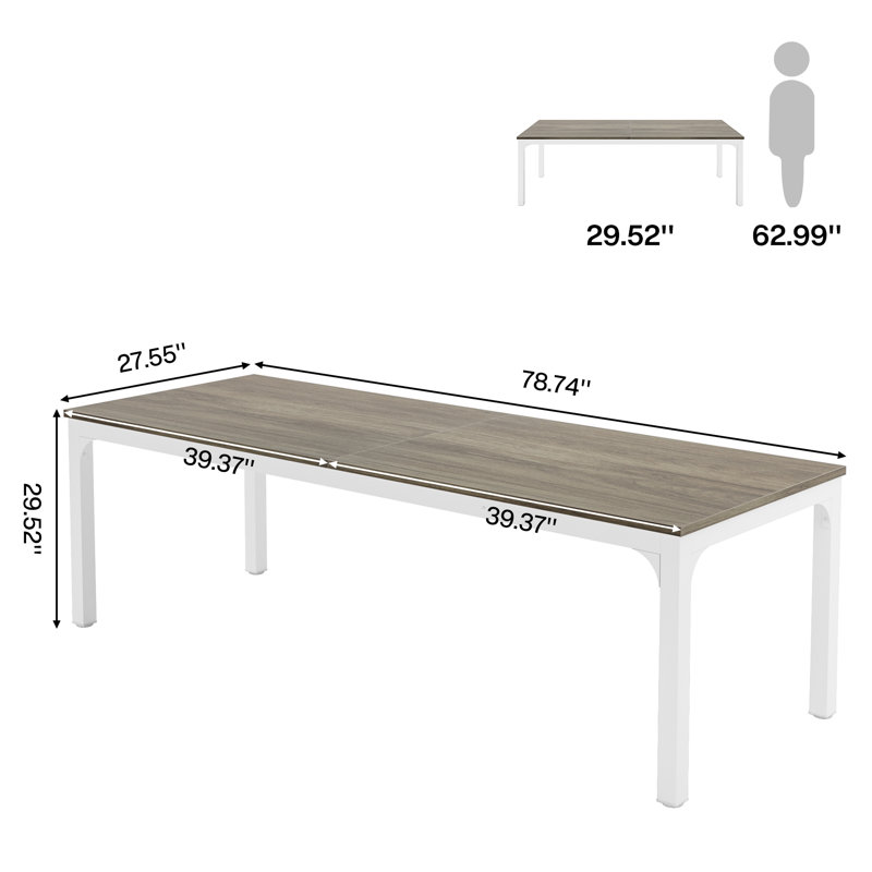 Pallas 78.74'' Extra Long Double Computer Desk for Workstation, Oak/White
