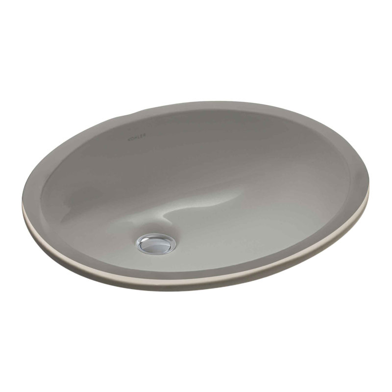 Caxton Ceramic Oval Undermount Bathroom Sink with Overflow, Cashmere