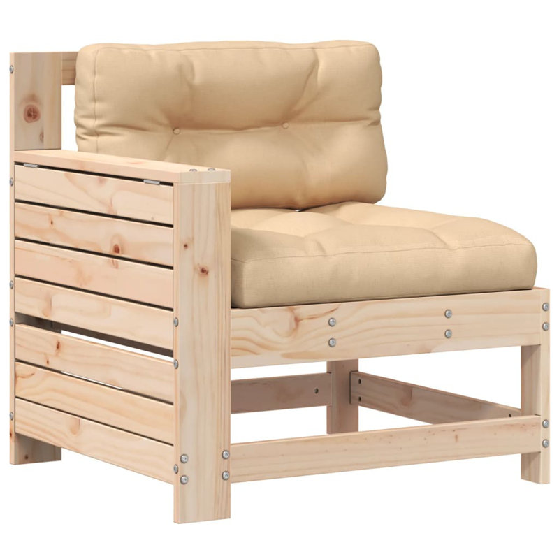 Beca 69cm Wide Patio Sofa with Cushions, Untreated Pine, Beige