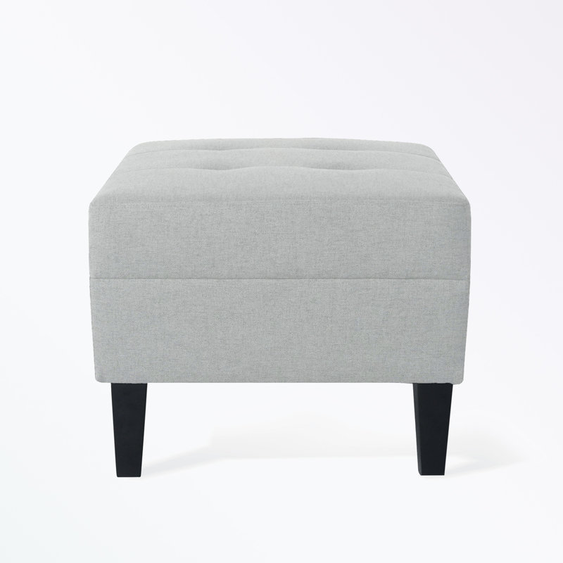 Anjuman Upholstered Ottoman, Gray Polyester, Gray 