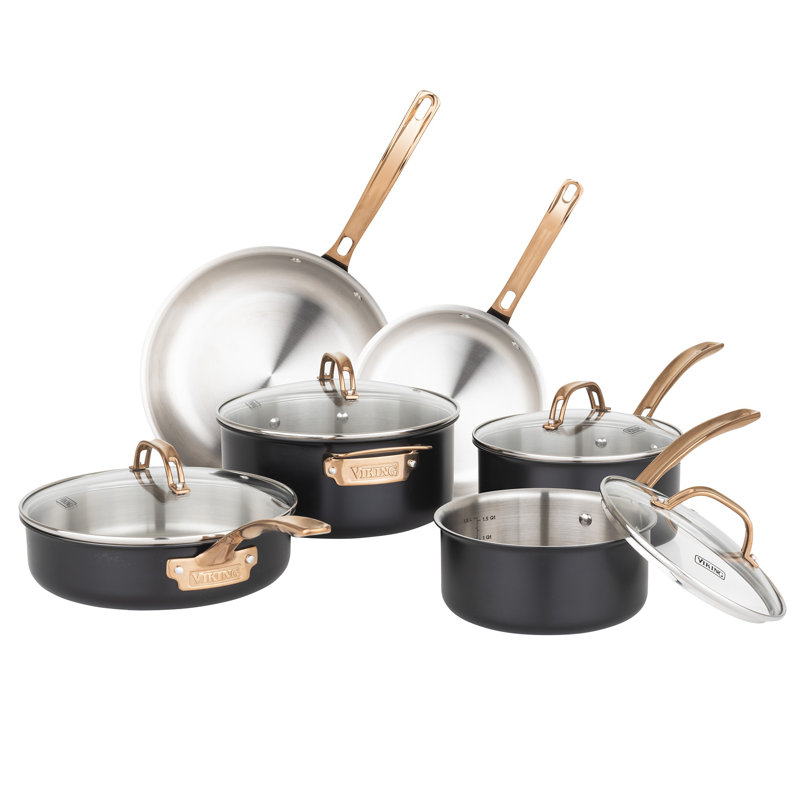 Viking Stainless Steel 3-ply Black And Copper 10pc Set