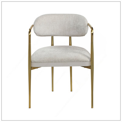Zayn Beige Chenille & Gold Arm Chair (Set Of 2)