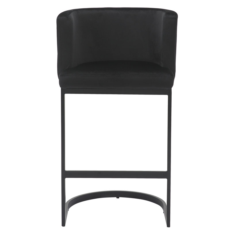Adelaid Upholstered Counter Stool with Metal Frame, Black