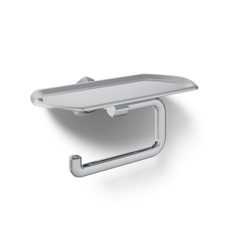 Occasion Toilet Paper Holder With Tray, Polished Chrome