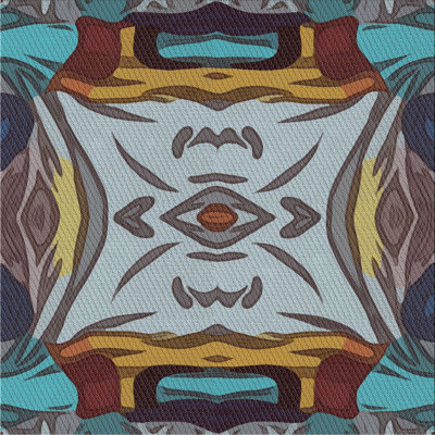Tapis à motifs bleu / rouge / jaune