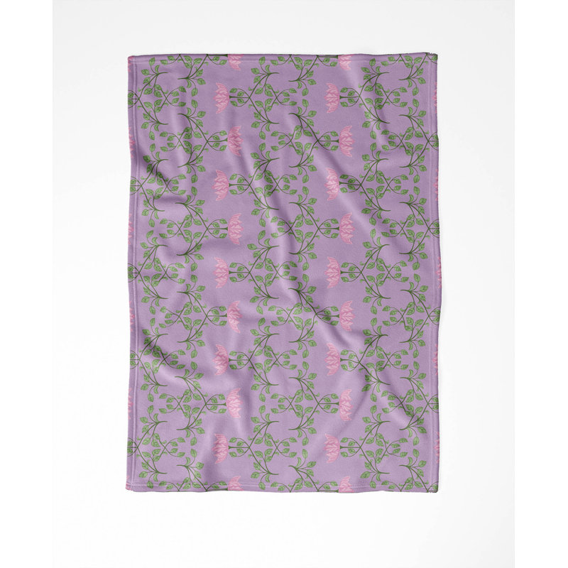 Couverture en velours de coton Anjelica, L 80 po x l 60 po, Floral lavande