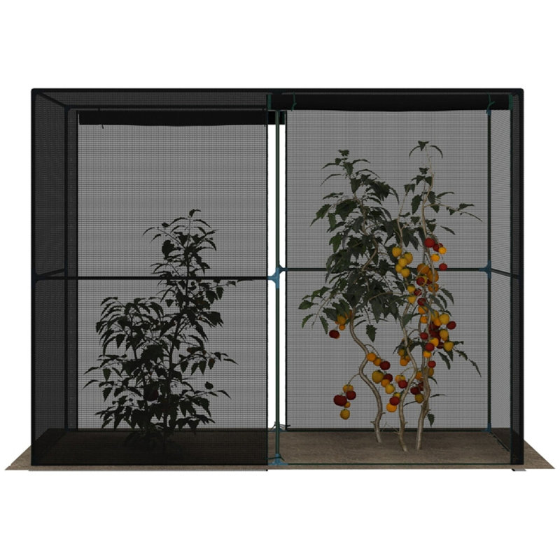 Mini serre de plain-pied avec porte à fermeture à glissière - Fabrication en acier et en PEHD, coupe-vent à 4 niveaux, protection des animaux pour les légumes et les récoltes