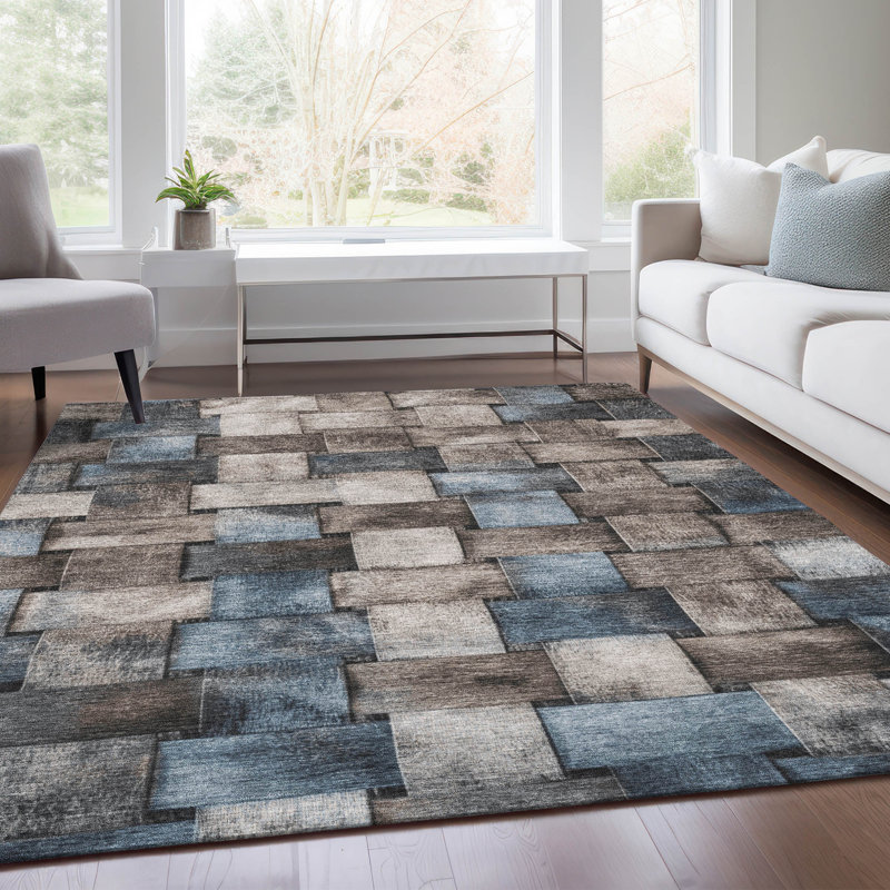 Machine Washable Indoor/Outdoor Xhevrie Taupe Rug, Rectangle 2'6" x 3'10"