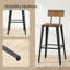 Ensemble de 2 tabourets de bar, tabourets de hauteur de bar, tabourets de bar hauts avec dossier, chaises de bar, structure en acier, style industriel-1695597175