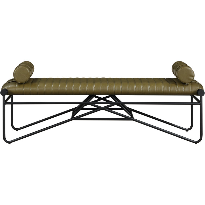 Gatsby Pollman Faux Leather Bench, Olive Vegan Leather