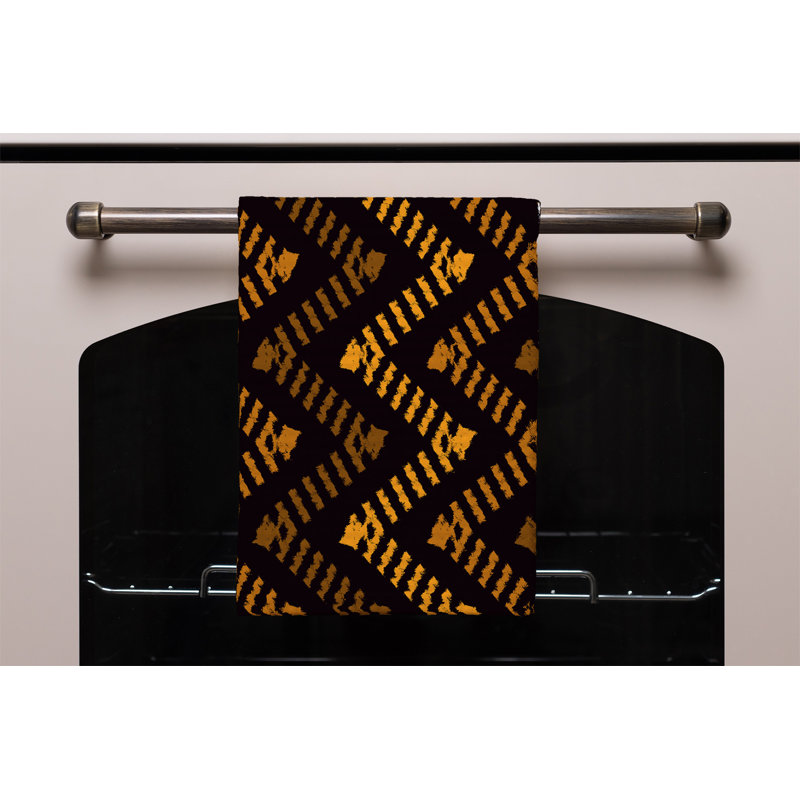 Cotton Tea Towel Kitchen Towel, Black/Yellow