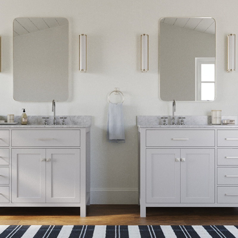 Meuble-lavabo simple 42 po avec plateau en marbre de Carrare Aberdeenshire, gris