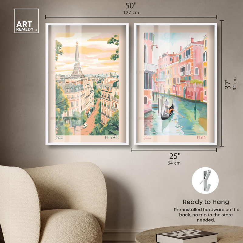 Blush Parisian Glam Art , H 37 po x l 25 po, Blanc