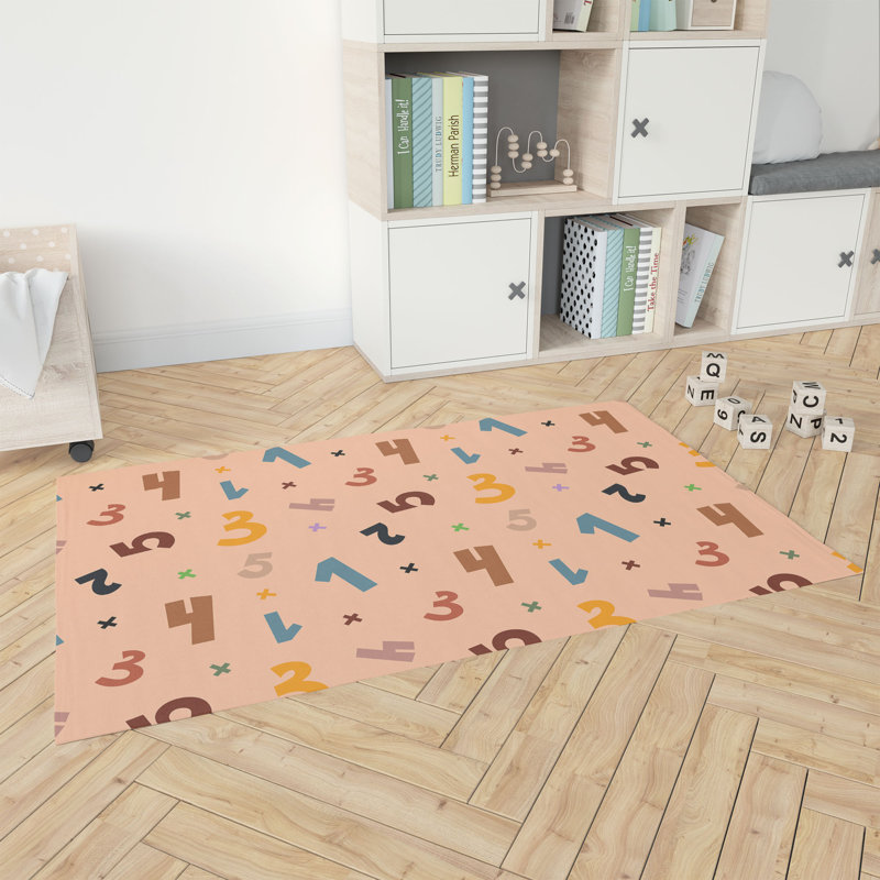 Tapis de jeu Numéros, Pêche / orange, Rectangulaire 2 pi x 3 pi