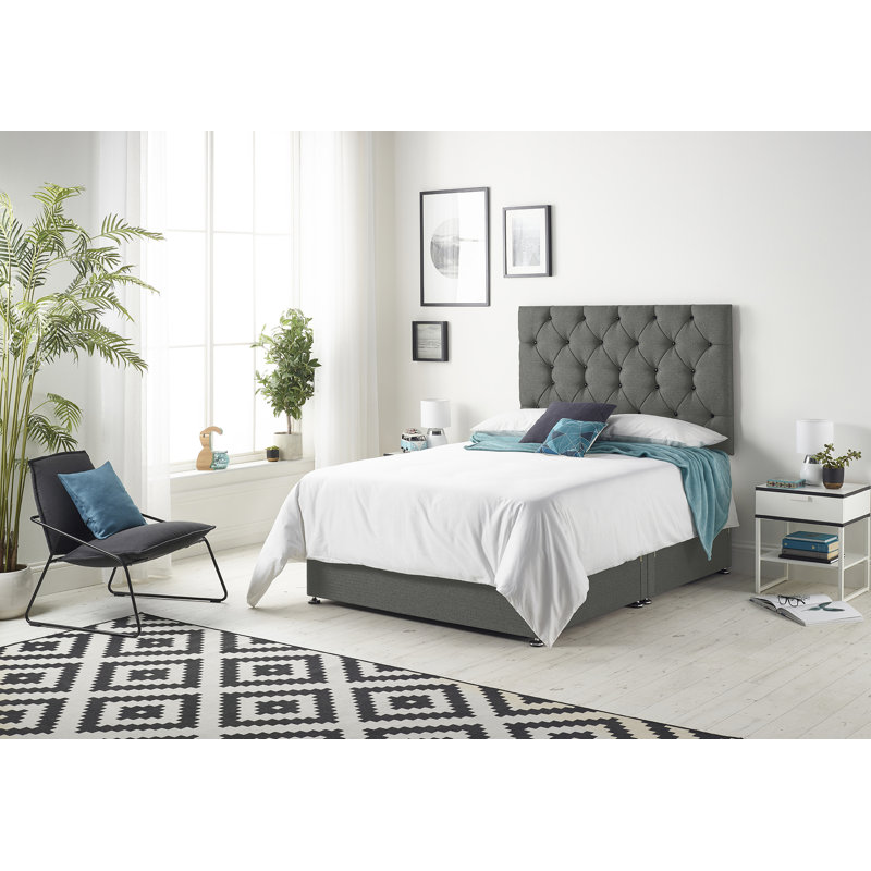 Copple Coilsprung Divan Bed Set, Grey, Small Double (4'), 2 Drawers