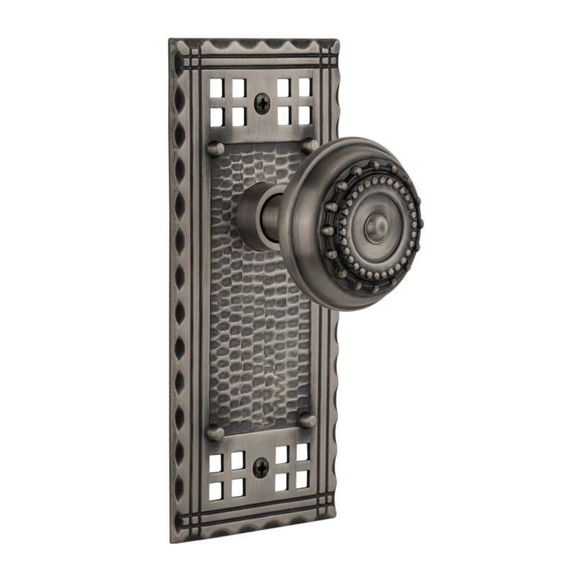 Craftsman Plate with Meadows Door Knob, 2-3/8", Antique Pewter