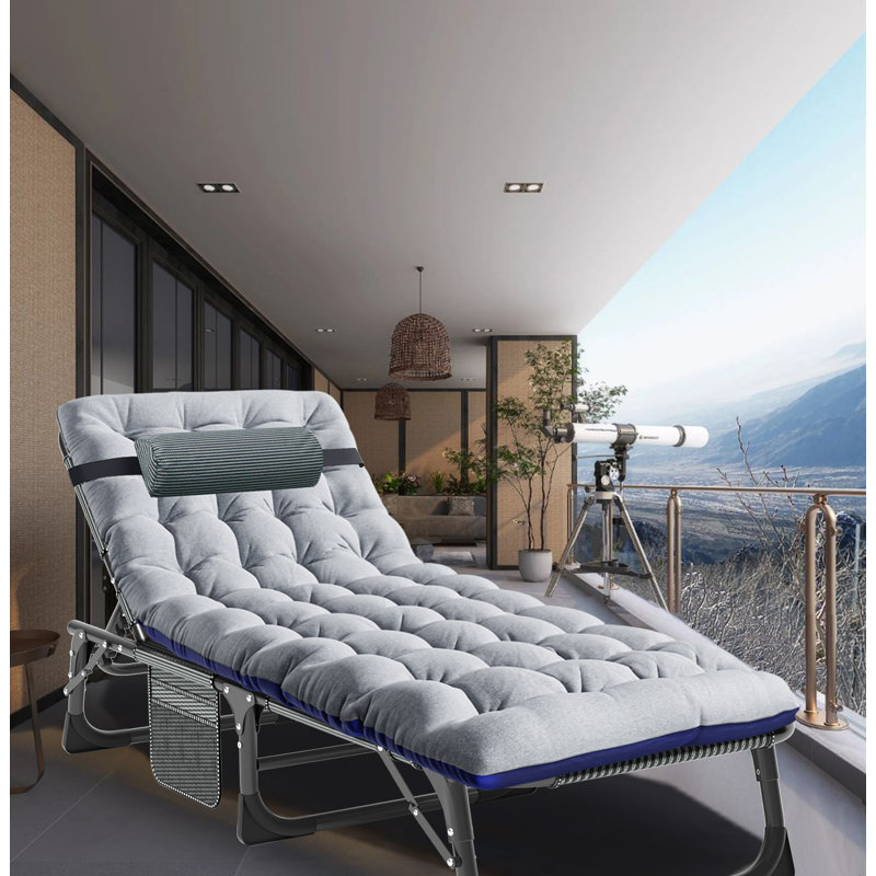 Lit de camping pliant réglable pour adultes, Gris