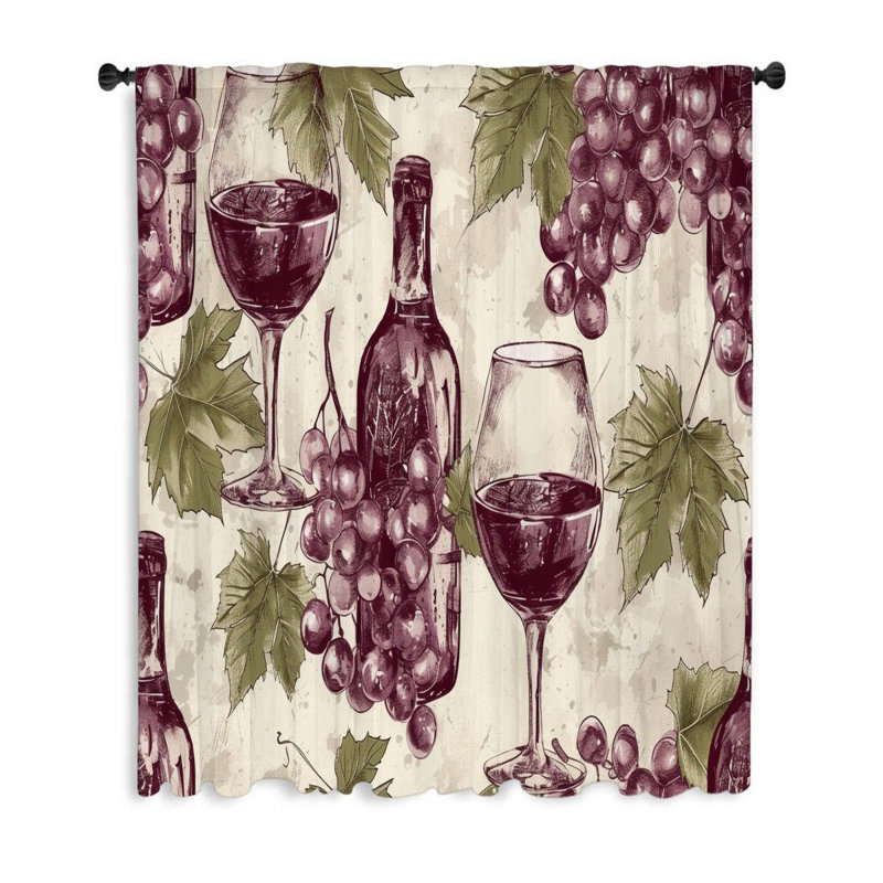 Winery Sheer Curtain Single Panel, 53" W x 87" L