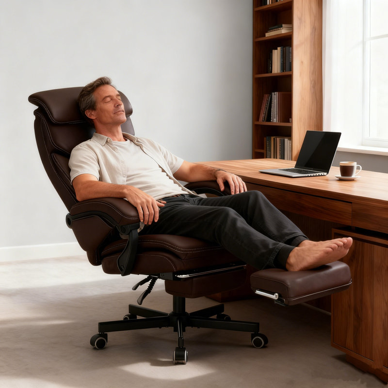 Leather  Ergonomic Executive Office Chair, Brown