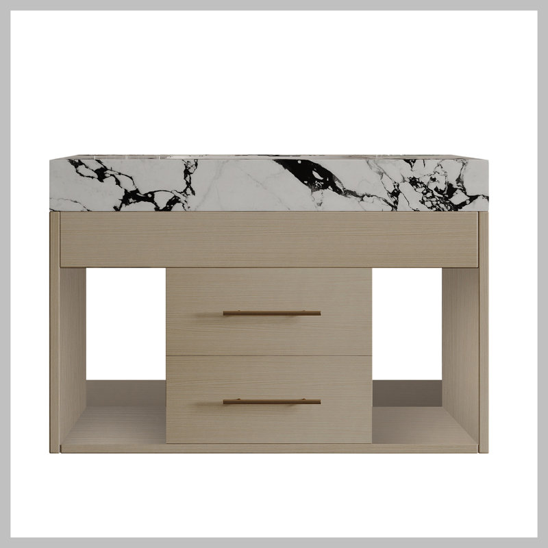 Ensemble de meuble-lavabo mural flottant 29,9 po, Bois, Blanc/Noir