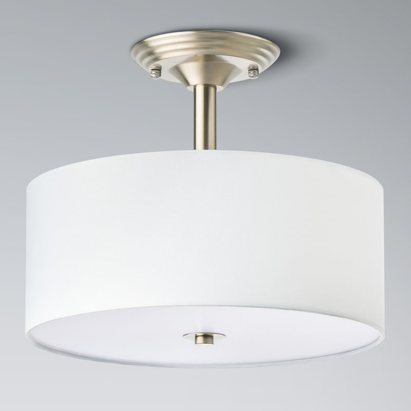 Plafonnier semi-encastré en tissu 13 po, Brushed Nickel