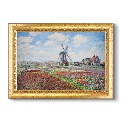 Tulip Fields with the Rijnsburg Windmill, 1886 - Claude Monet - Toile encadrée sur mesure