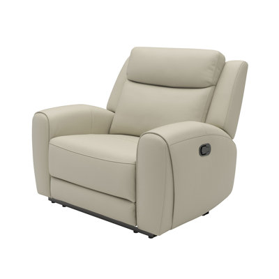 Cobe Manual Recliner Chair, Solid Wood And Soft Top Grain Leather