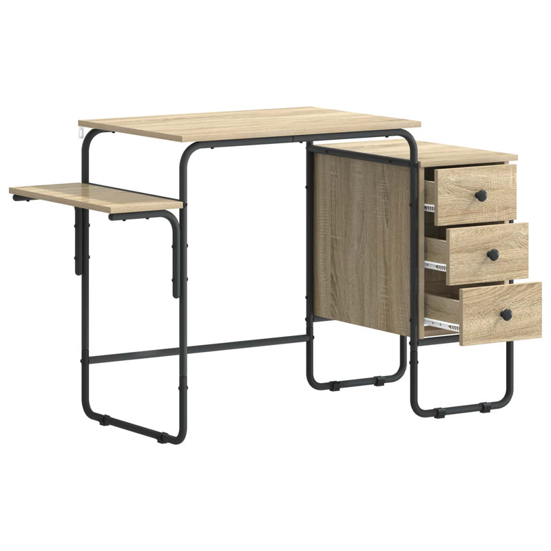 Steel Writing Desk, 75 cm H x 120 cm W x 50 cm D, Sonoma Oak/Black