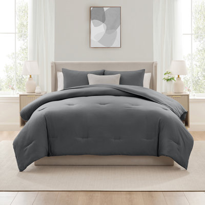  soft microfiber 3 piece comforter set with pillow shams