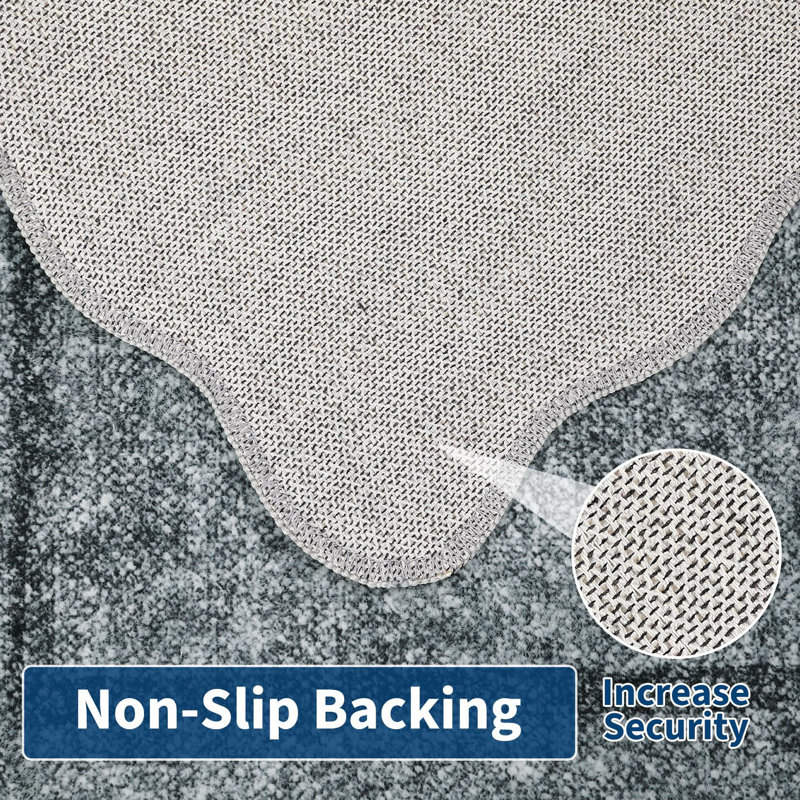 Abstract Machine Printed Area Rug, Rectangle 200 x 290 cm, Gray