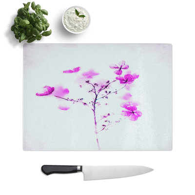 Glass Hydrangeas in Abstract Chopping Board