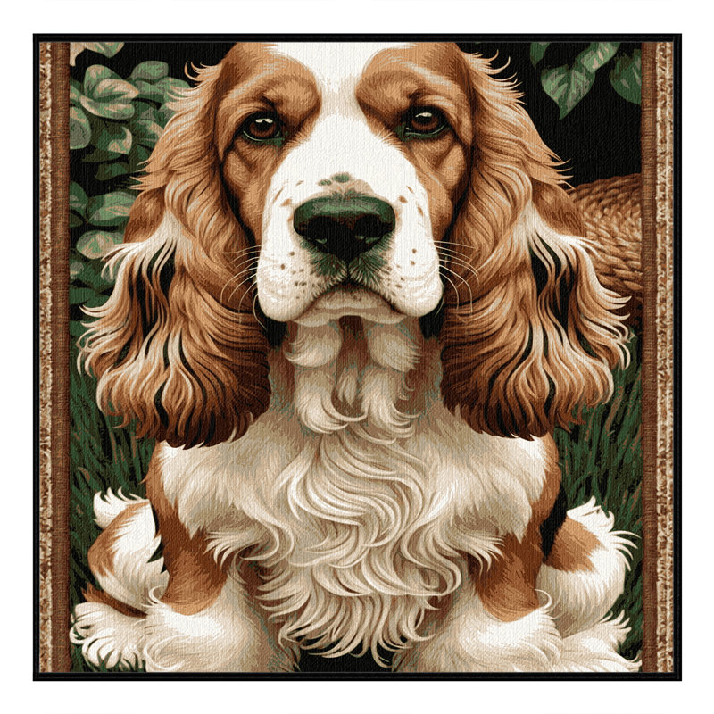 Washable English Cocker Spaniel Dogs Area Rug, Square 7'