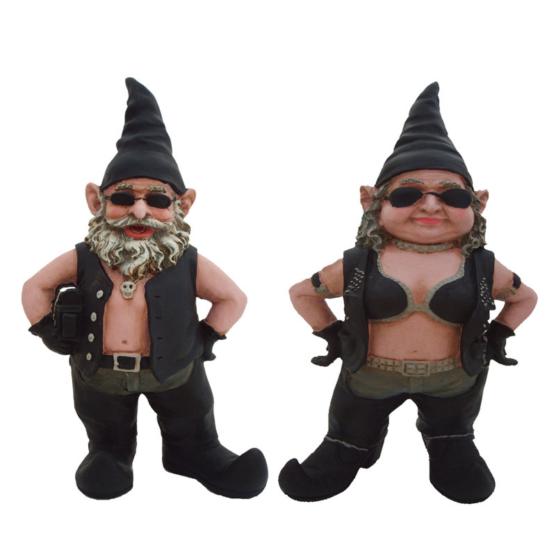 Ensemble de statue de motard 2 pièces Born-to-Ride Gnomes