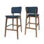 De 2 tabourets de bar de style Mid-Century - Bleu foncé, bois avec pieds fins et fuselés, bois massif, élégant