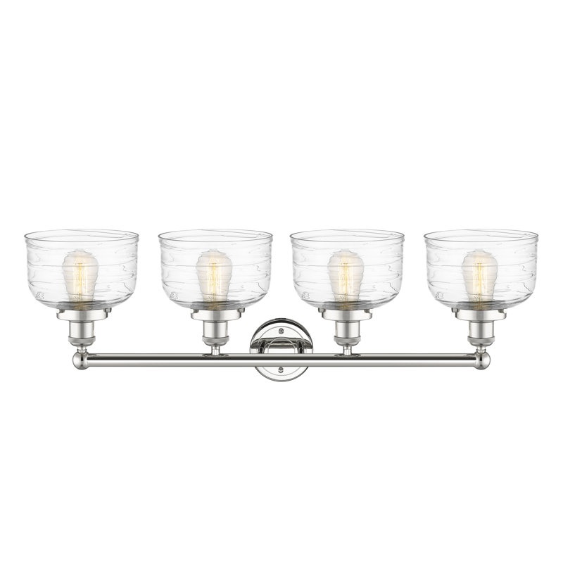 Éclairage pour meuble-lavabo à 4 lumières à intensité variable Annagene, Tourbillon déco transparent, Nickel poli