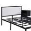 Lit plateforme en métal avec tablettes de rangement à deux niveaux, armoire de rangement en bois-1550760091-1550760085