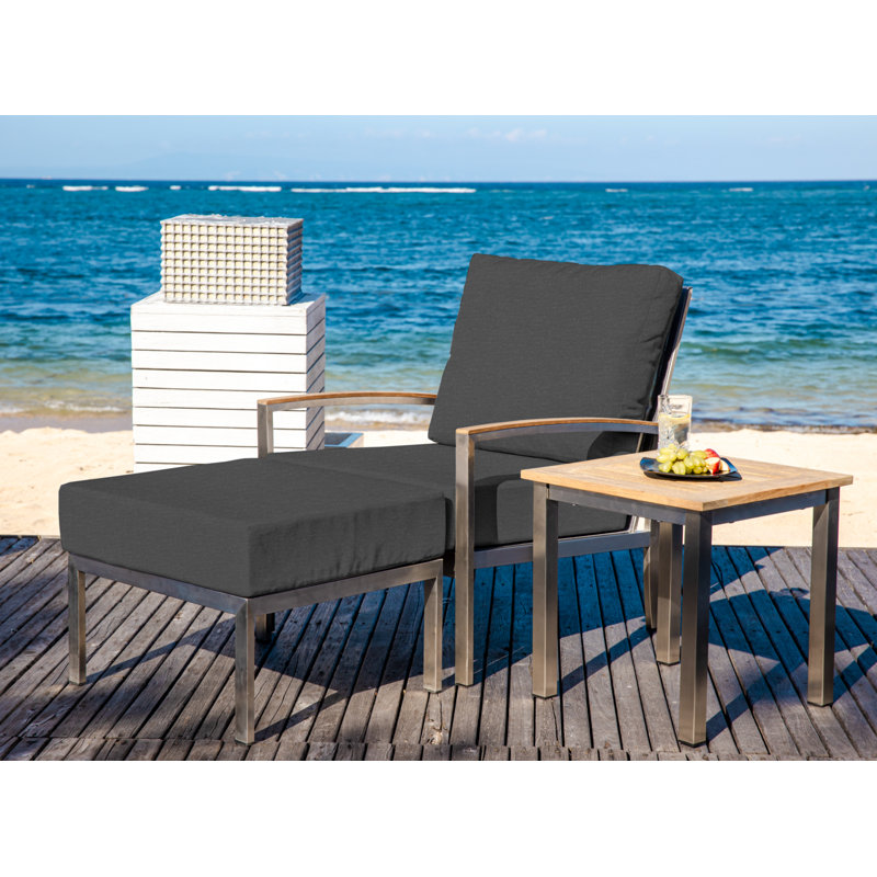Avanti Stainless Steel Sling Outdoor Ottoman, Cast Charcoal