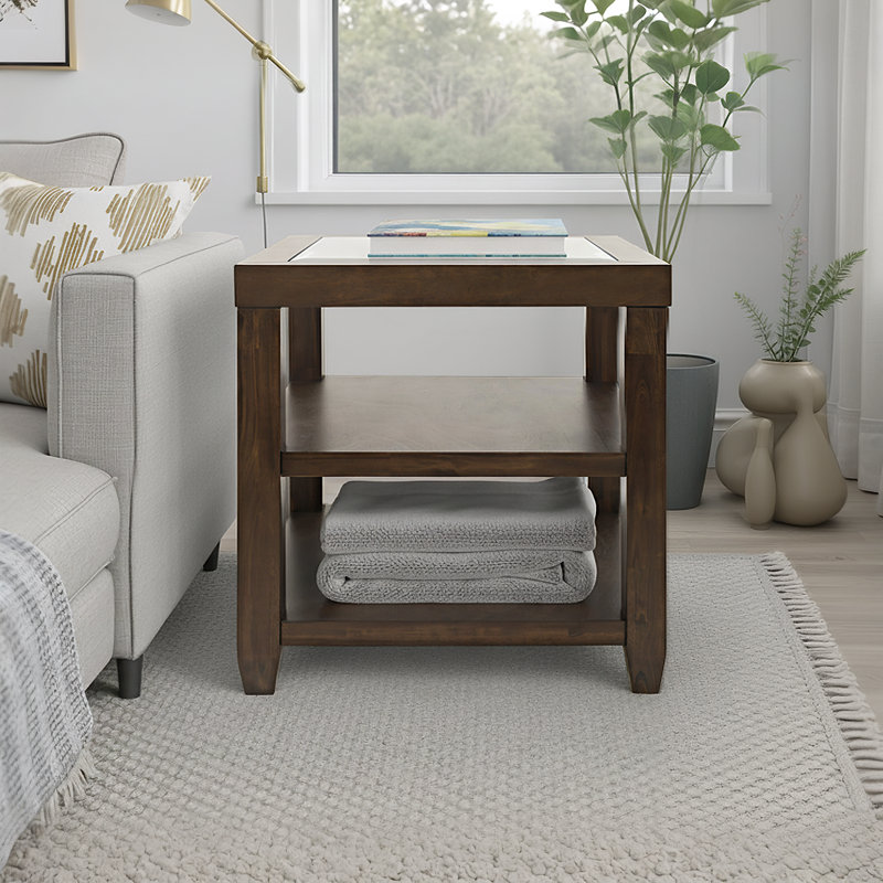 Jessim End Table with Storage, Merlot