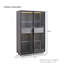 Vitrine haute 60,6 po avec porte en verre trempé, éclairage DEL, deux tiroirs, armoire de rangement de style moderne pour le salon, le bureau et le bureau, gris